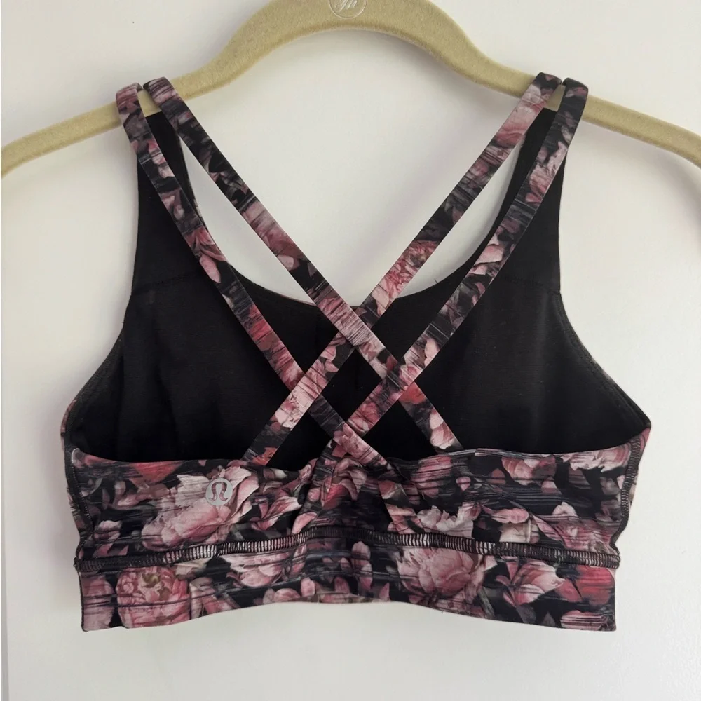Lululemon Energy Nulux Sports Bra Peony Floral Yoga Gym Running Workout Size 4